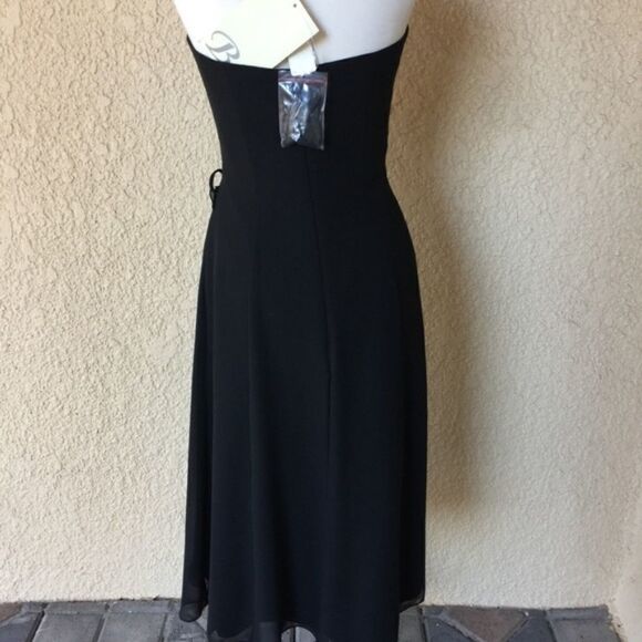 B2 Women's Strapless Bandeau Midi Dress Black Size 6 – Elegant Formal  New W/Tag - Picture 5 of 5